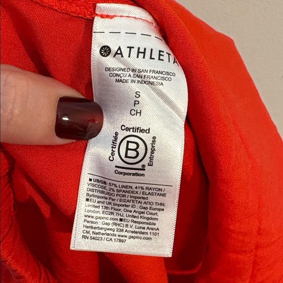 Athleta Red Paradise Linen Blend Mid Rise Wide Leg Flowy Resortwear Pants, Small - Picture 9 of 16